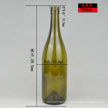 Runde Form 750ml Grün oder klar Bordeaux Glas Weinflasche Fertig Stock